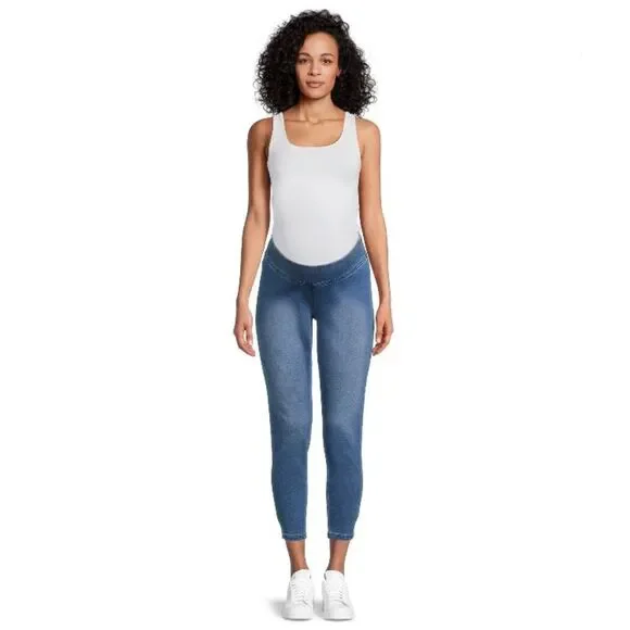 Women's Maternity Blue Denim Stretch Jeggings Pants Jeans Size M - Picture 7 of 8